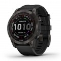 Смарт-часы Garmin Fenix 7 Sapphire Solar титановый серый DLC с черным ремешком